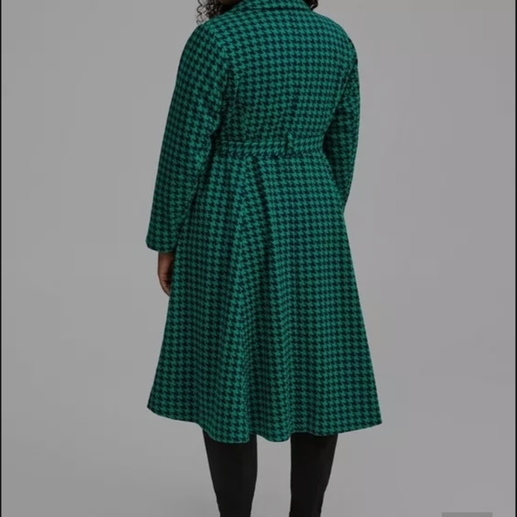 Green Houndstooth Belted Coat - Picture 4 of 6